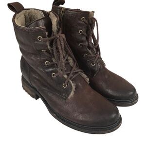 Frye Dark Brown Real Shearling Valerie Boots